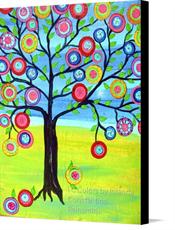 Canvas print of Bright and Happy Tree of Life Mexican Folk Art Style  by the artist I C Colors by Iolanda Constantina Reinsmith