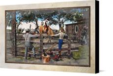 Canvas print of Bronc Bustin by the artist D Young Art