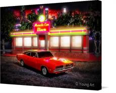 Canvas print of Charger Diner by the artist D Young Art