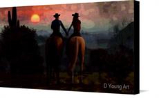 Canvas print of Cowboy &amp; Cowgirl Couple by the artist D Young Art