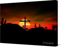 Canvas print of Cross In The Desert by the artist D Young Art