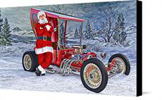 Canvas print of Hot Rod Santa by the artist D Young Art