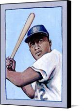 Canvas print of Jackie Robinson Baseball Art by the artist Vintage Baseball Posters