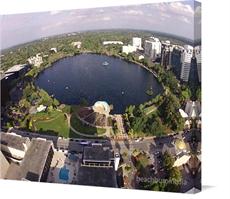 Canvas print of Sky View Lake Eola by the artist beachbummedia