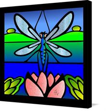 Canvas print of Tiffany Glass styled Dragonfly by the artist elledeegee