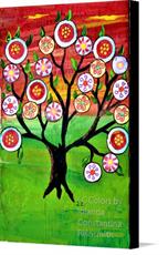 Canvas print of Tree of life in bloom Mexican Folk Art by the artist I C Colors by Iolanda Constantina Reinsmith