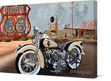 Canvas print of Vintage Bike Rt 66 by the artist D Young Art