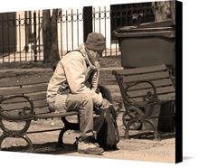 Canvas print of old man on the bench by the artist Devilart66