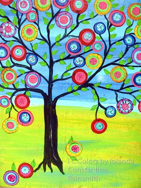 Bright-and-Happy-Tree-of-Life-Mexican-Folk-Art-Style- by I C Colors by Iolanda Constantina Reinsmith