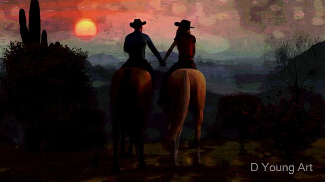 Cowboy---Cowgirl-Couple by D Young Art