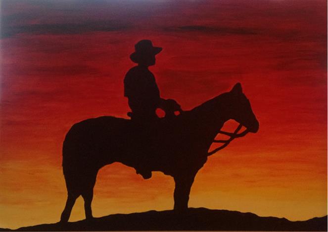 Cowboy-at-Sunset by Western Art