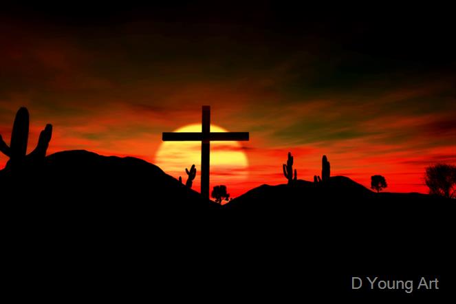 Cross-In-The-Desert by D Young Art