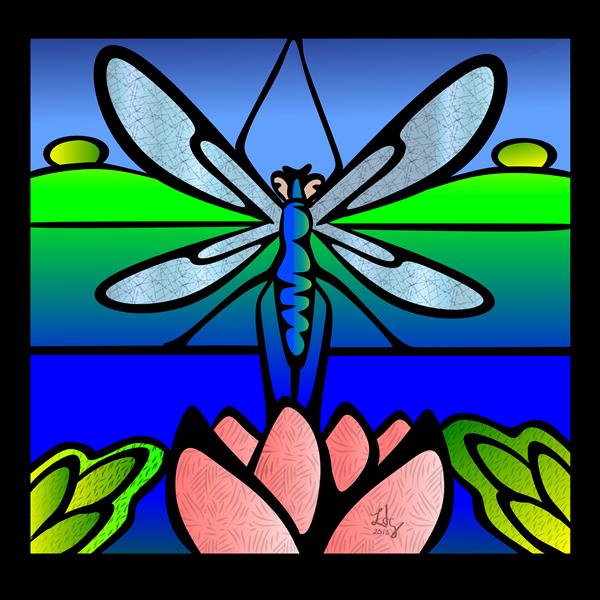 Tiffany-Glass-styled-Dragonfly by elledeegee