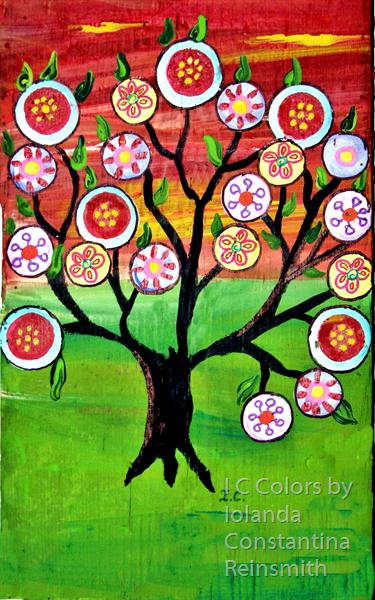 Tree-of-life-in-bloom-Mexican-Folk-Art by I C Colors by Iolanda Constantina Reinsmith