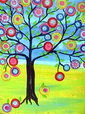 Poster print of Bright and Happy Tree of Life Mexican Folk Art Style  by the artist I C Colors by Iolanda Constantina Reinsmith