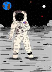 Poster print of FIRST MAN ON THE MOON by the artist SOULANAUT