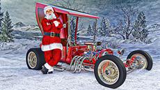 Poster print of Hot Rod Santa by the artist D Young Art