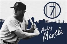 Poster print of Mickey Mantle by the artist Vintage Baseball Posters