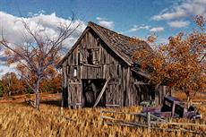 Poster print of Old Autumn Barn And Truck by the artist D Young Art