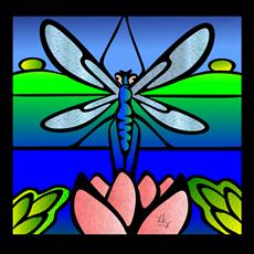 Poster print of Tiffany Glass styled Dragonfly by the artist elledeegee