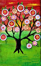 Poster print of Tree of life in bloom Mexican Folk Art by the artist I C Colors by Iolanda Constantina Reinsmith